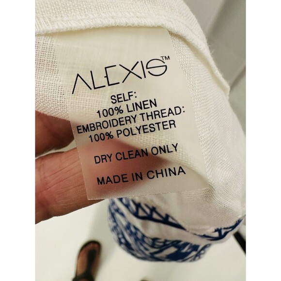 ALEXIS Belia Embroidered  Dress S pure linene  long sleeves embroidered “No belt - Picture 14 of 16